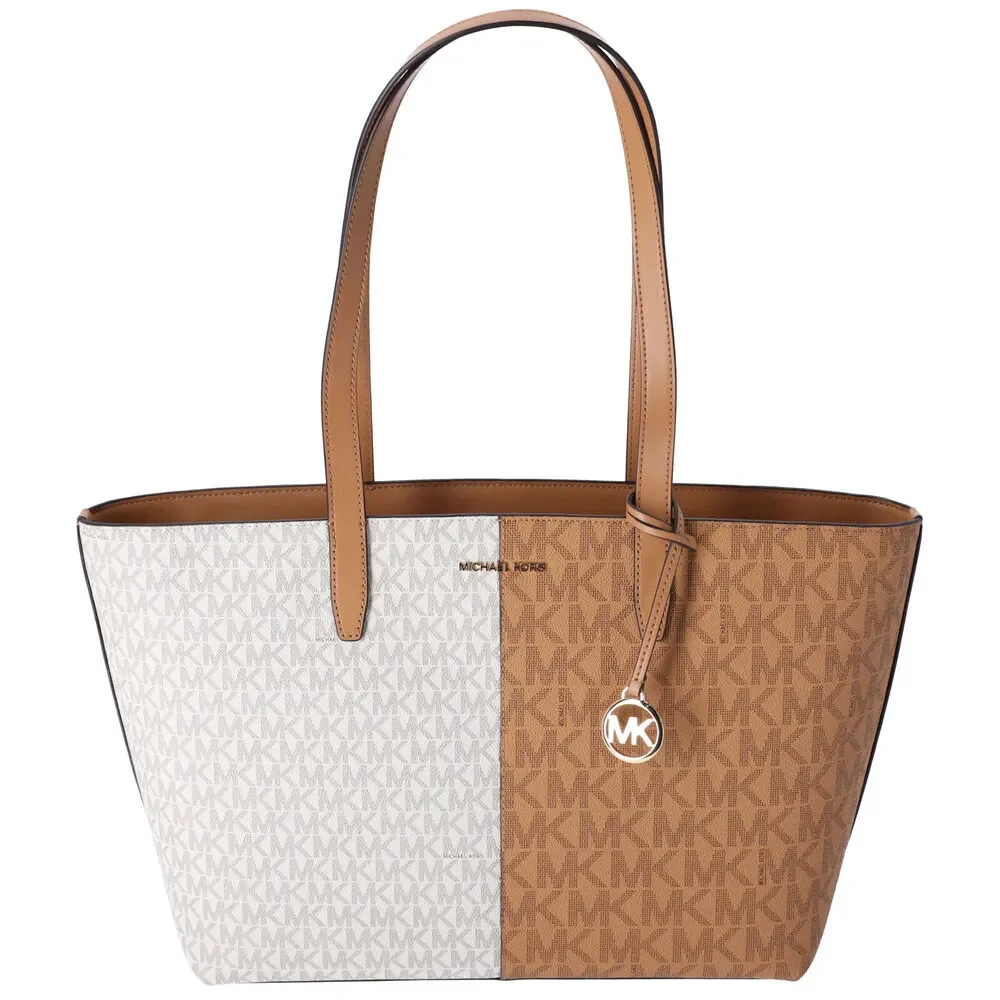 Michael Kors Jet Set Travel Medium Zip Top Tote Deer Multi Vanilla MK Signature